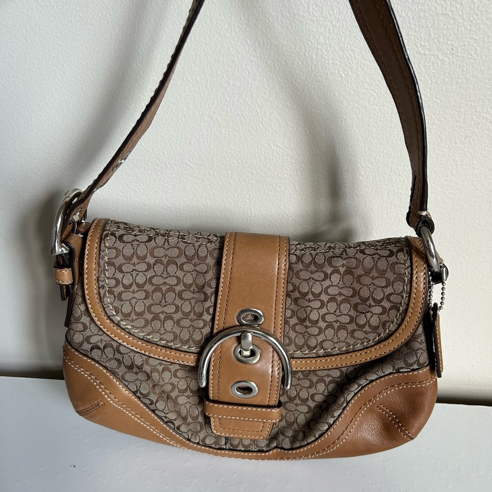 Coach Brown and Tan Shoulder Bag
